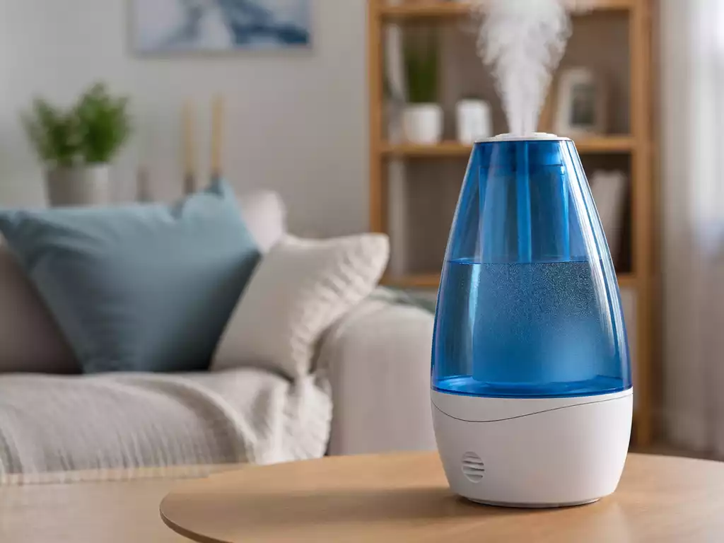 Modern Vicks humidifier in a cozy home setting