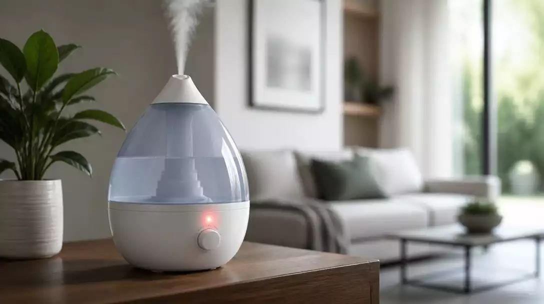 Crane humidifier with a blinking red light, indicating a problem
