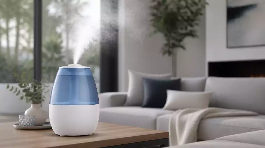 Bionaire humidifier in a modern living room, adding moisture to the air